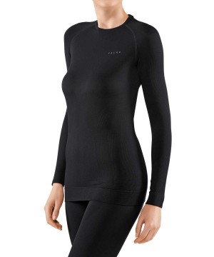 Dámské Košile S Dlouhým Rukávem Falke Long sleeve shirt Maximum Warm Černé | 8576ALRXB