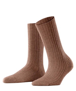 Dámské Ponožky Falke Cosy Wool Boot Socks Hnědé | 9602SBEPJ