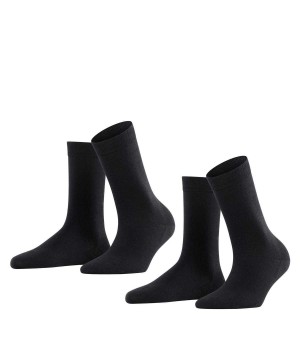 Dámské Ponožky Falke Softmerino 2-Pack Socks Černé | 6032GCSVU