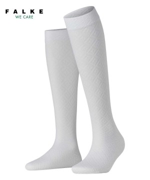 Dámské Ponožky Falke Tessellating 25 DEN Knee-high Socks Bílé | 0798AHNXQ