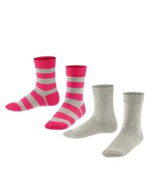 Dětské Ponožky Falke Happy Stripe 2-Pack Socks Šedé | 4387KGTNH