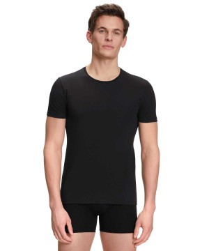 Pánské Košile S Krátkým Rukávem Falke 2-Pack T-Shirt Round-neck Daily Comfort Černé | 1029OTDMI