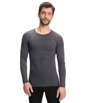 Pánské Long Sleeve T-Shirts Falke Long sleeve shirt Warm Černé | 6391TKCDI