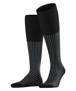 Pánské Ponožky Falke Oxford Stripe Knee-high Socks Černé | 7209ODXAL