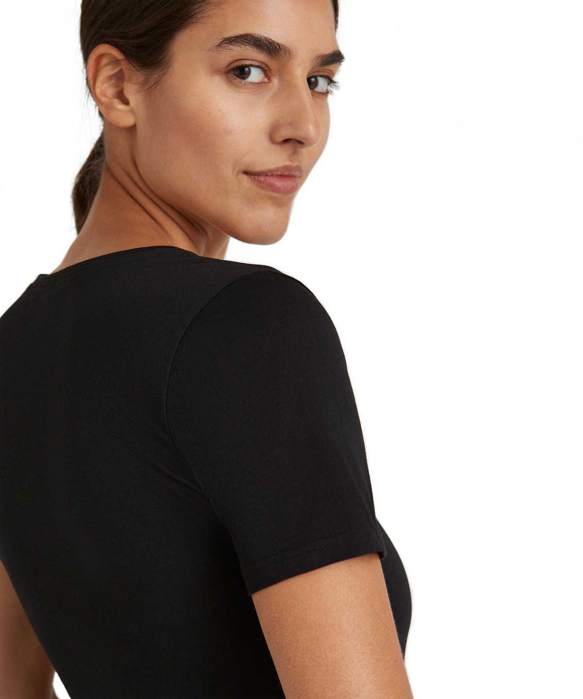 Dámské Košile Falke T-Shirt Round-neck Daily Natural Černé | 6709JEDPQ