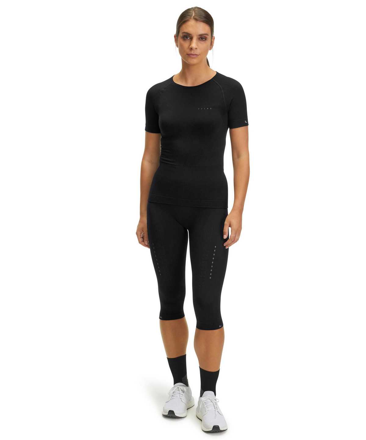 Dámské Košile S Krátkým Rukávem Falke Impulse Running T-Shirt Round-neck Health Černé | 3510RFYHV