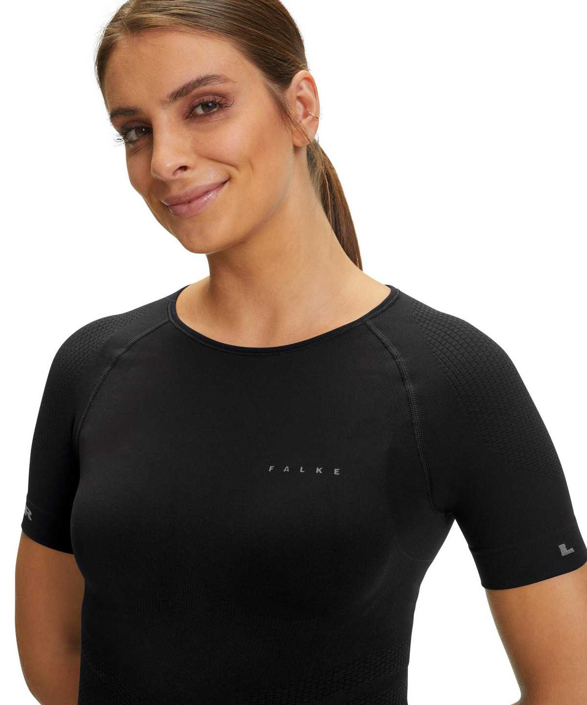 Dámské Košile S Krátkým Rukávem Falke Impulse Running T-Shirt Round-neck Health Černé | 3510RFYHV