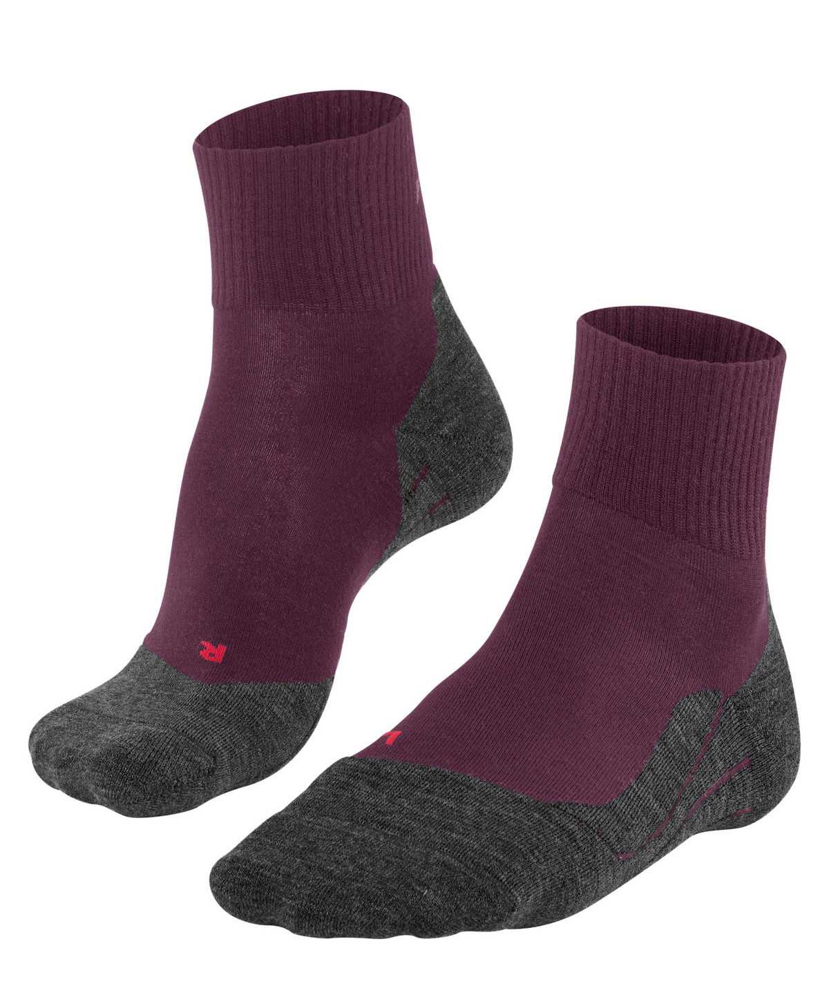 Dámské Sports Socks Falke TK5 Wander Wool Short Trekking Short sock Červené | 4285OQILH