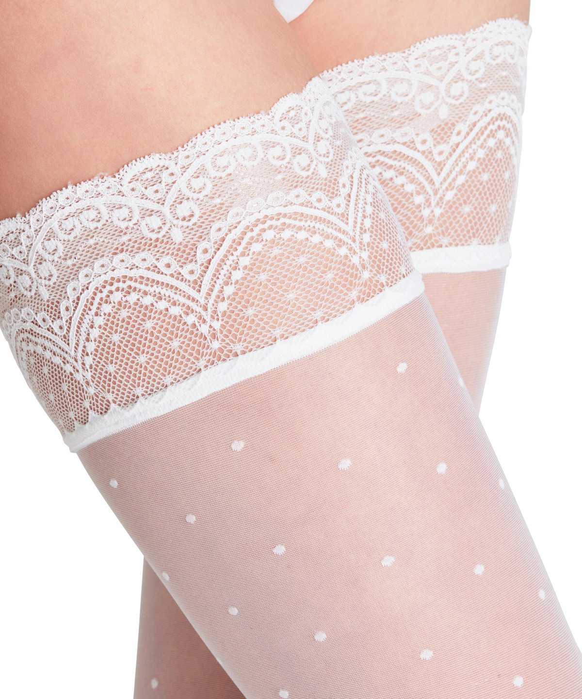 Dámské Thigh Highs Falke Dot 15 DEN Stay-ups Bílé | 3486SGQZT