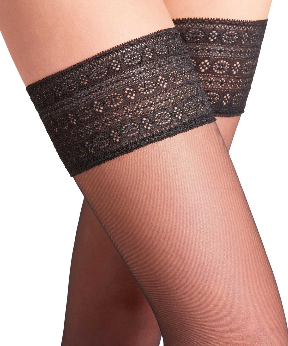 Dámské Thigh Highs Falke Seidenglatt 15 DEN Stay-ups Černé | 3907BKEQN