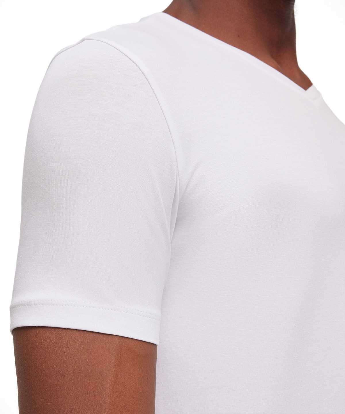 Pánské Košile S Krátkým Rukávem Falke 2-Pack T-Shirt V-neck Daily Comfort Bílé | 6045FIQHC