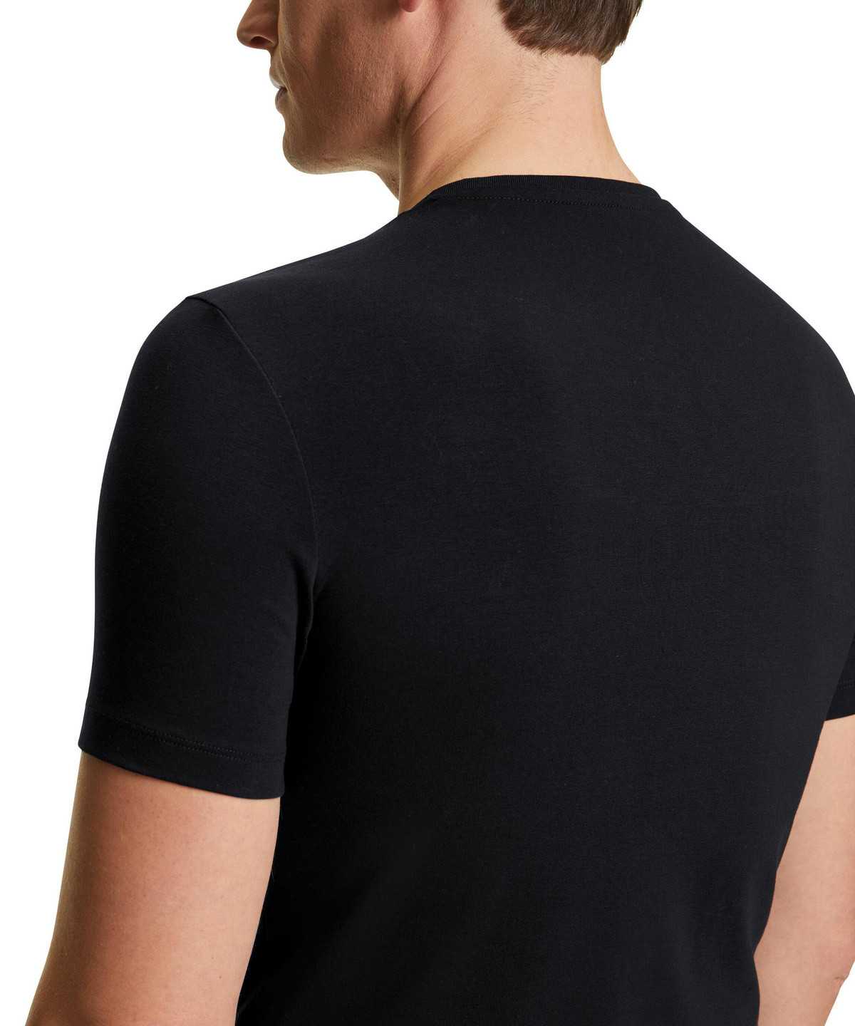 Pánské Košile S Krátkým Rukávem Falke 2-Pack T-Shirt V-neck Daily Comfort Černé | 2571TYUDJ