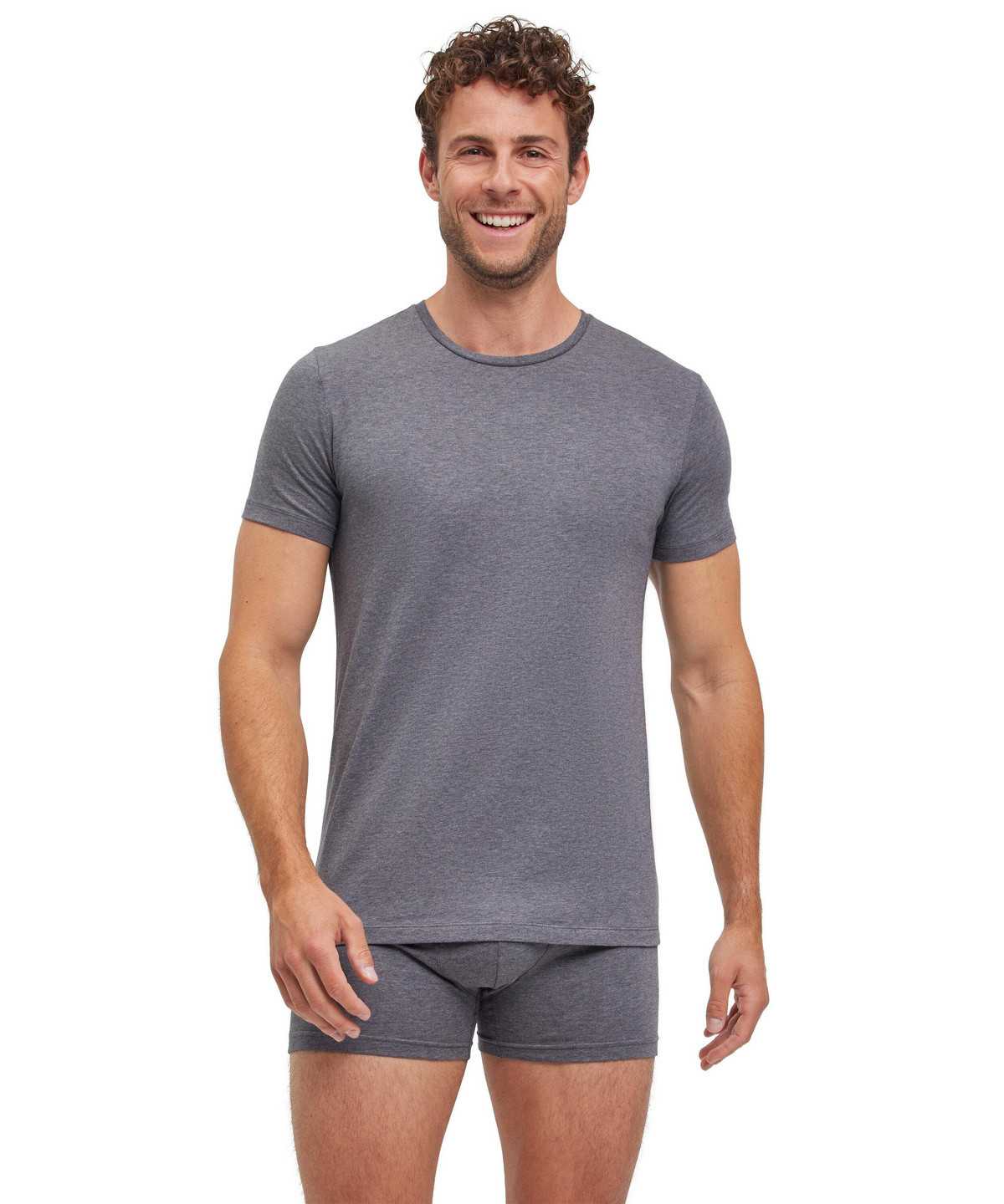 Pánské Košile S Krátkým Rukávem Falke 2-Pack T-Shirt Round-neck Daily Comfort Šedé | 4296FMENV