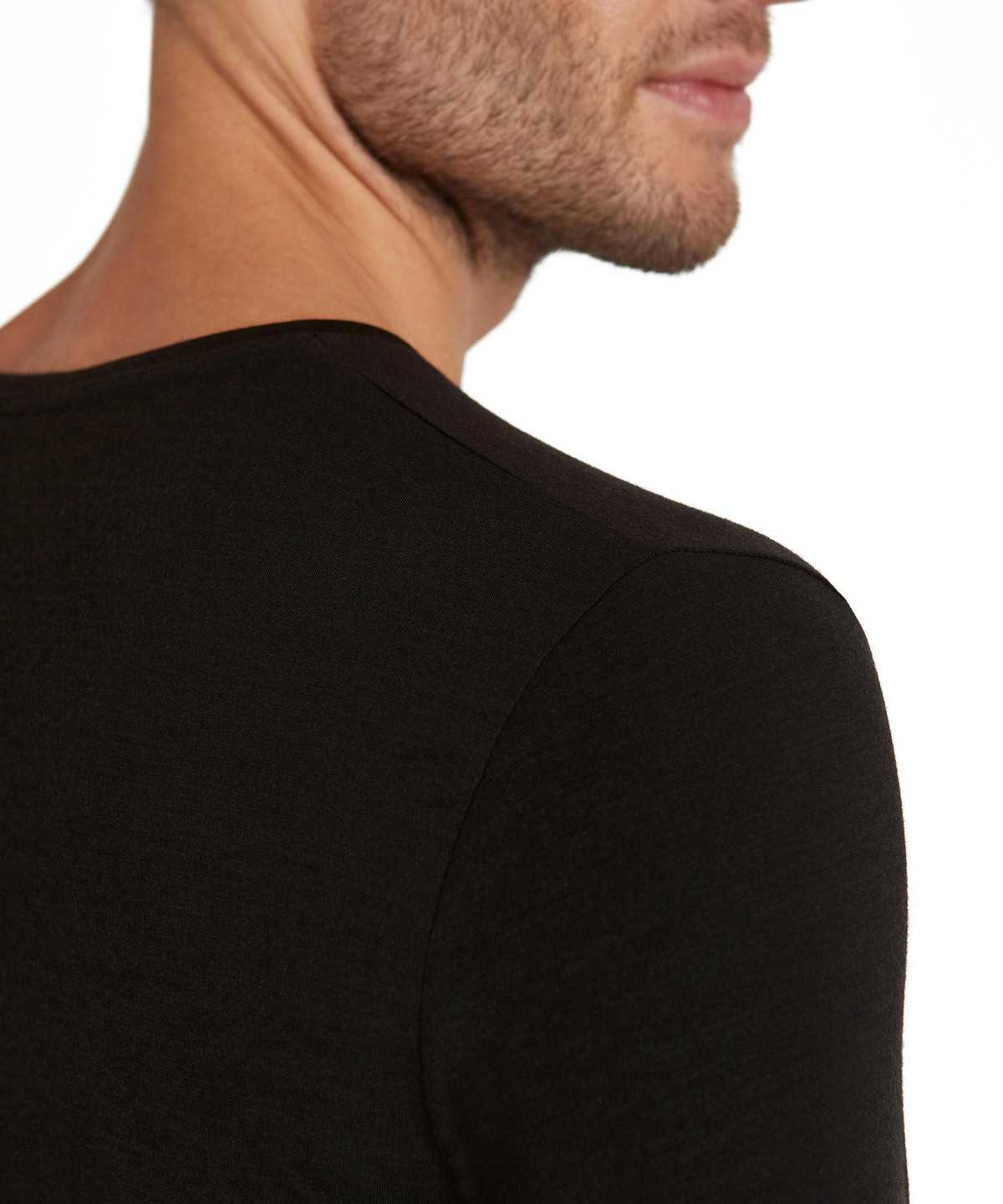 Pánské Košile S Krátkým Rukávem Falke T-Shirt Round-neck Daily ClimaWool Černé | 3402WBNSU