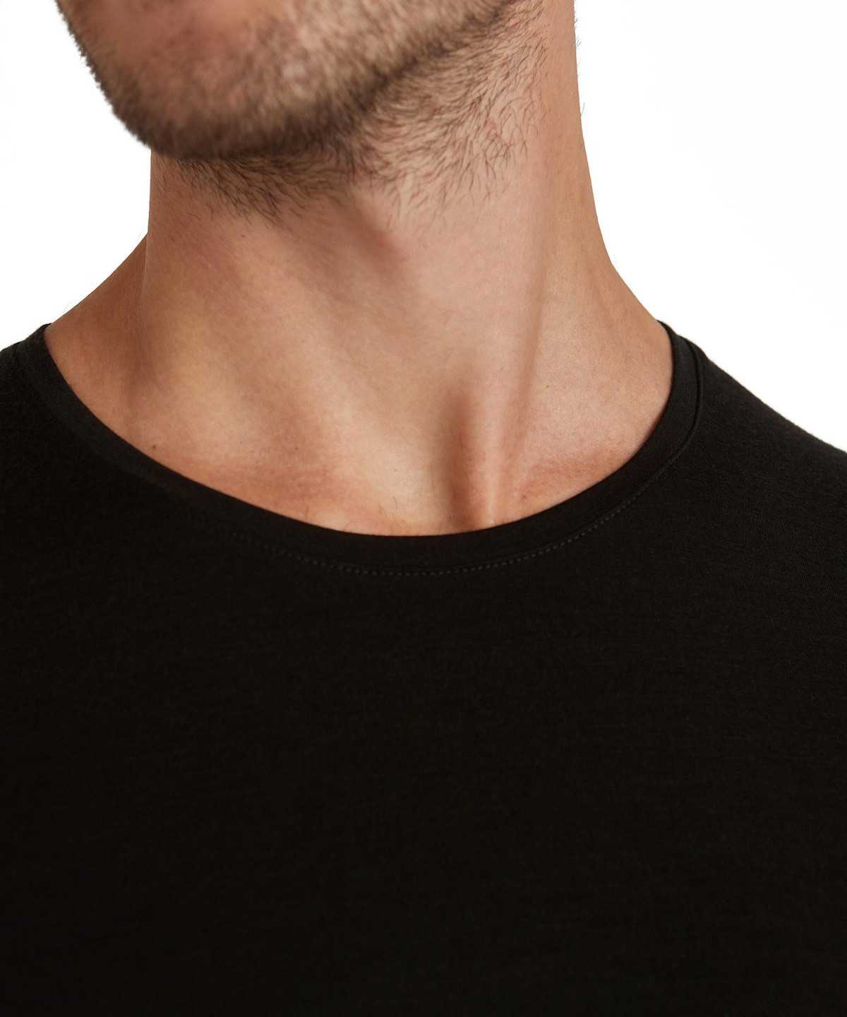 Pánské Košile S Krátkým Rukávem Falke T-Shirt Round-neck Daily ClimaWool Černé | 3402WBNSU