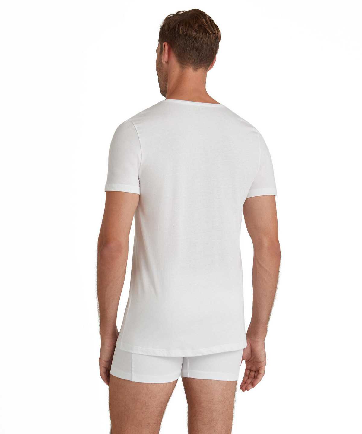 Pánské Košile S Krátkým Rukávem Falke T-Shirt V-neck Daily Natural Bílé | 1348KBYTU