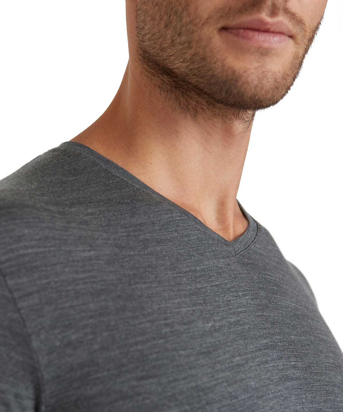 Pánské Košile S Krátkým Rukávem Falke T-Shirt V-neck Daily ClimaWool Šedé | 6510GMYTI