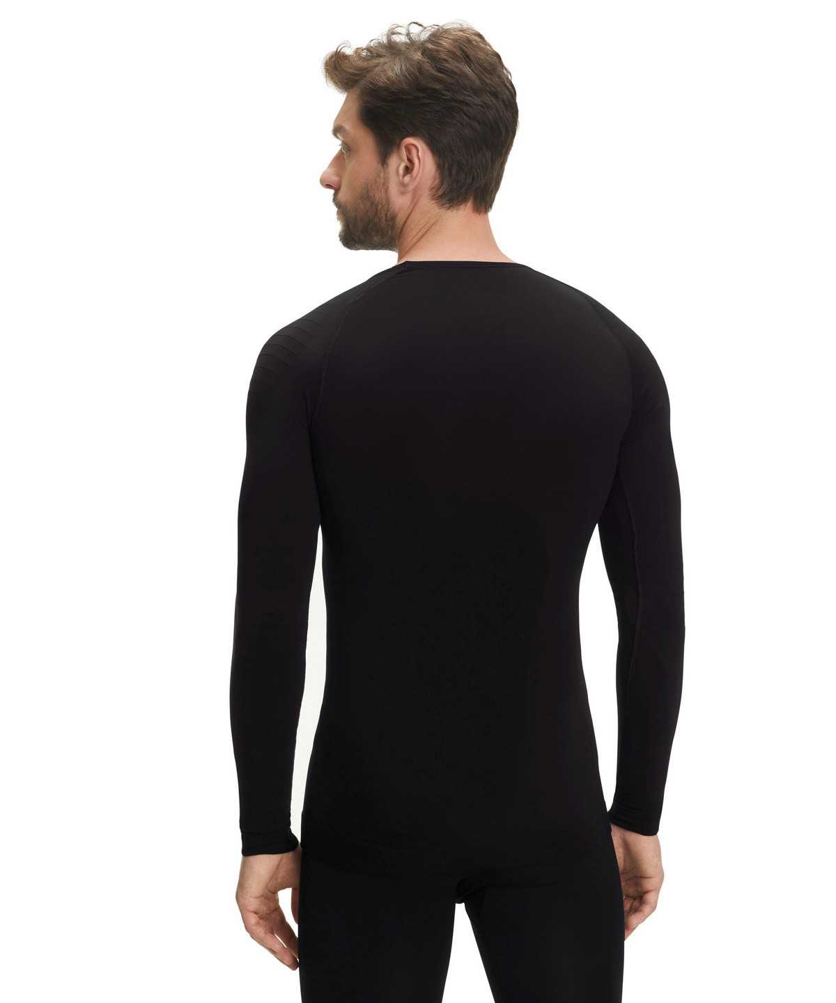 Pánské Long Sleeve T-Shirts Falke Long sleeve shirt Warm Černé | 1598LQXYF