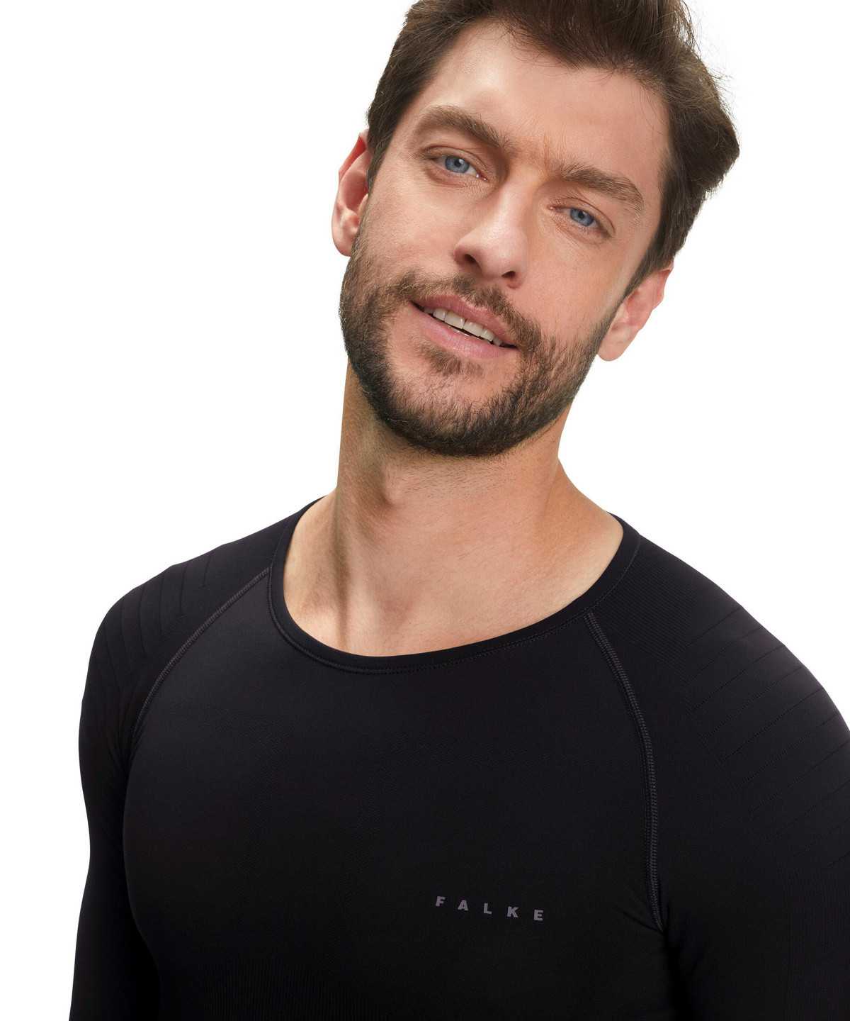 Pánské Long Sleeve T-Shirts Falke Long sleeve shirt Warm Černé | 1598LQXYF