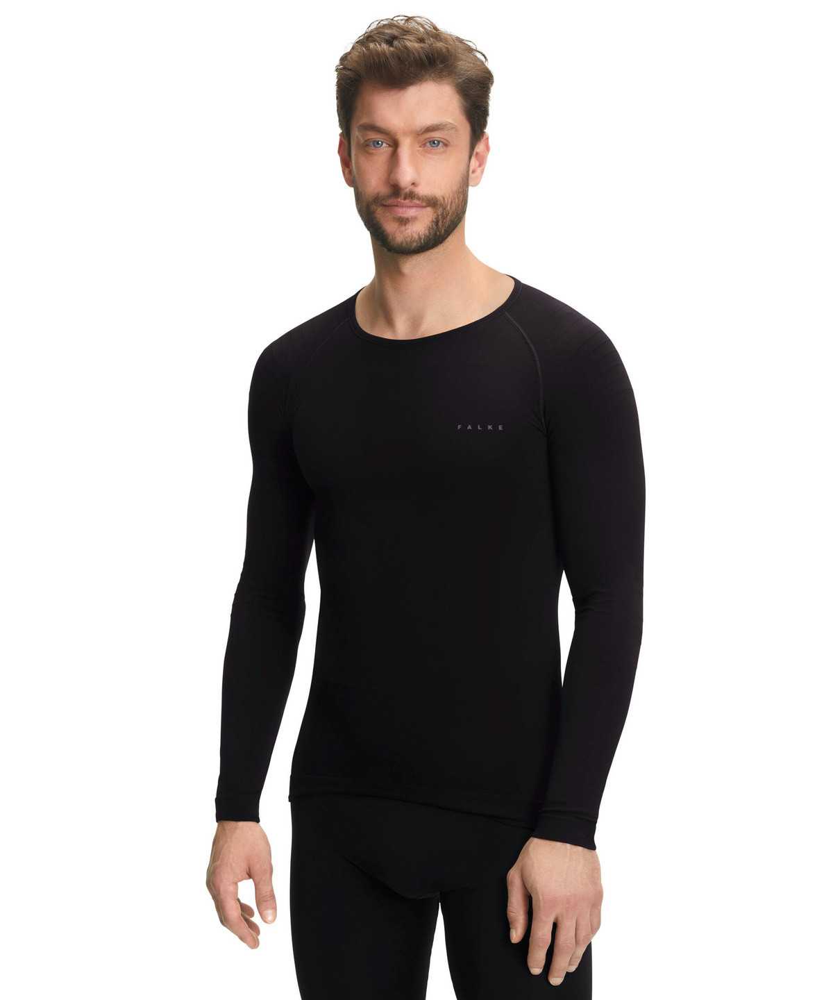 Pánské Long Sleeve T-Shirts Falke Long sleeve shirt Warm Černé | 1598LQXYF