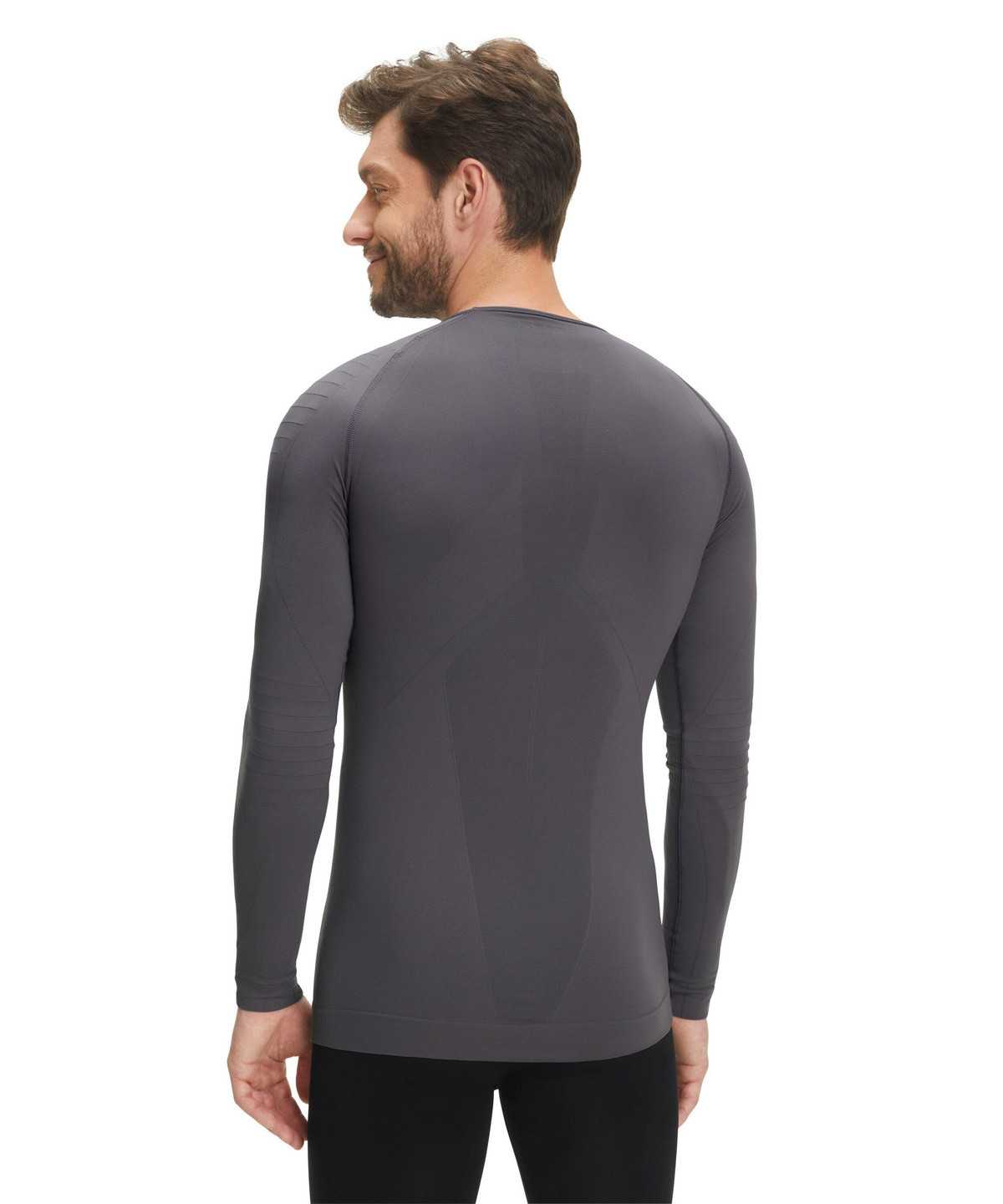 Pánské Long Sleeve T-Shirts Falke Long sleeve shirt Warm Černé | 6391TKCDI