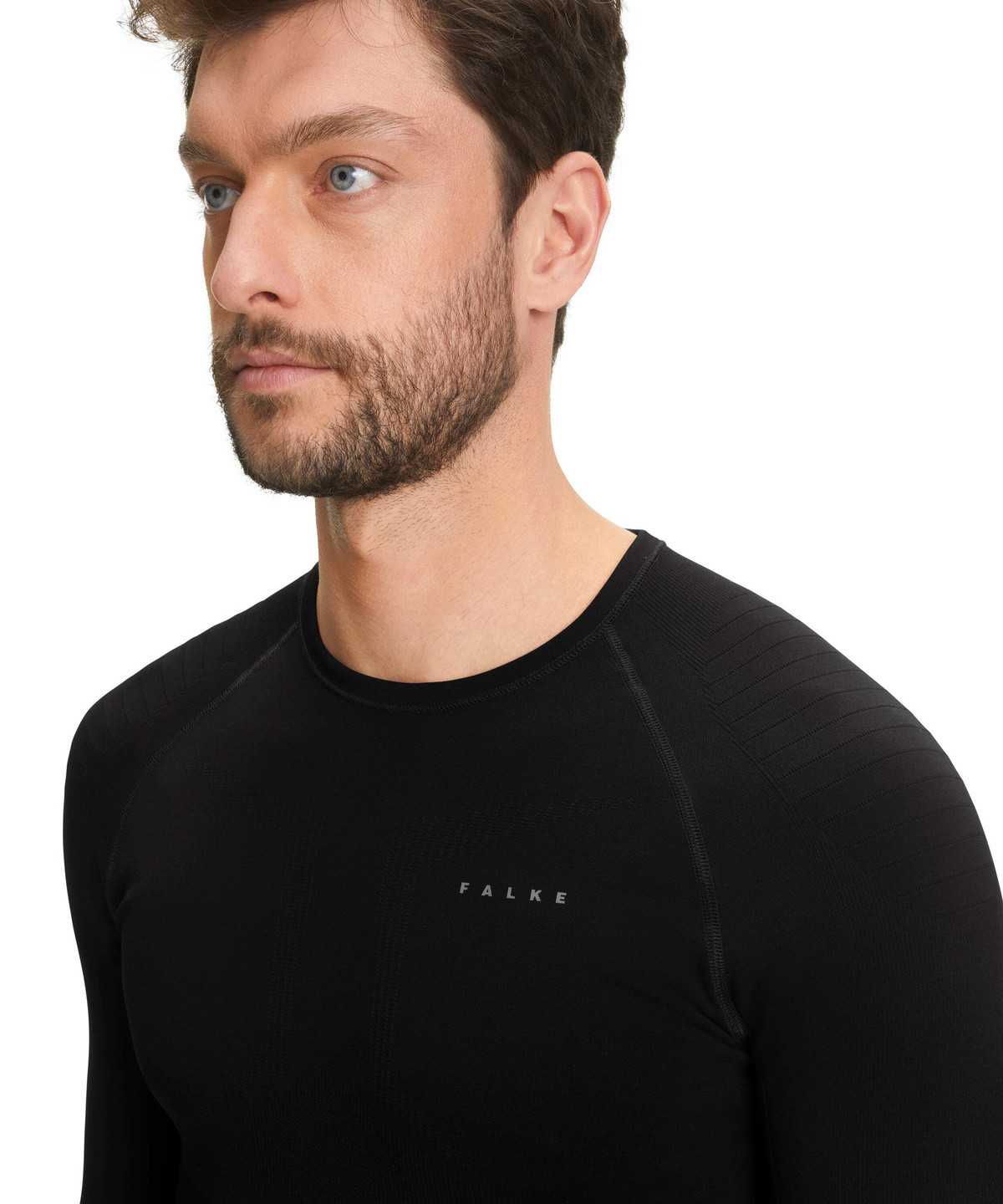 Pánské Long Sleeve T-Shirts Falke Long sleeve shirt Maximum Warm Černé | 5790QMJUD