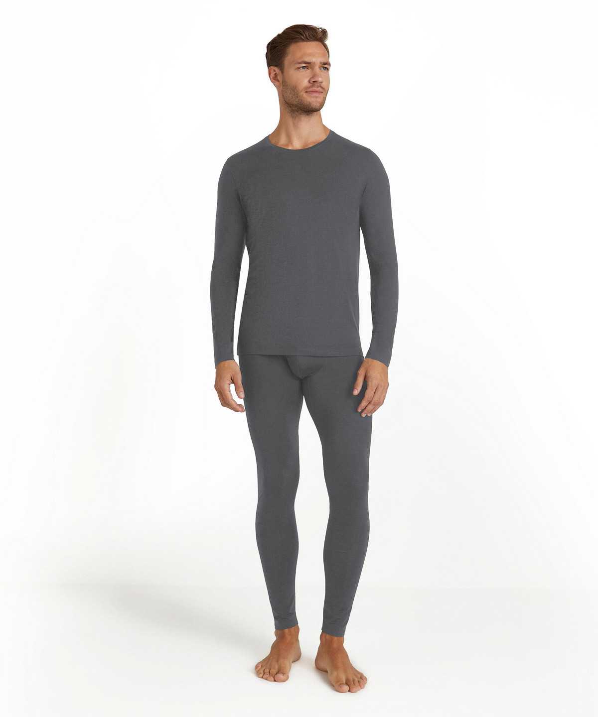 Pánské Long Sleeve T-Shirts Falke Long sleeve shirt Round-neck Daily ClimaWool Šedé | 0897EQGVX