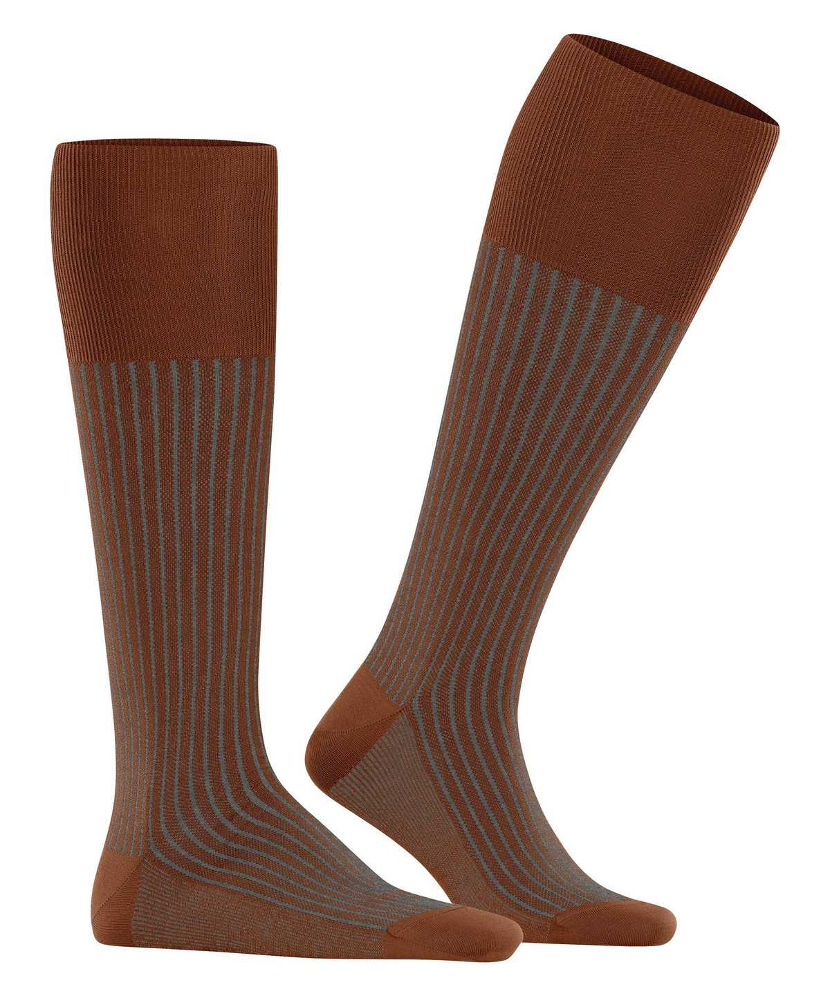 Pánské Ponožky Falke Oxford Stripe Knee-high Socks Hnědé | 8492EPBMR