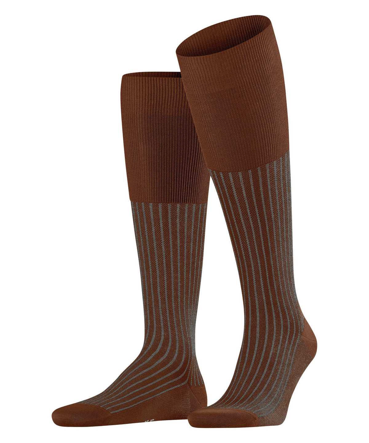 Pánské Ponožky Falke Oxford Stripe Knee-high Socks Hnědé | 8492EPBMR